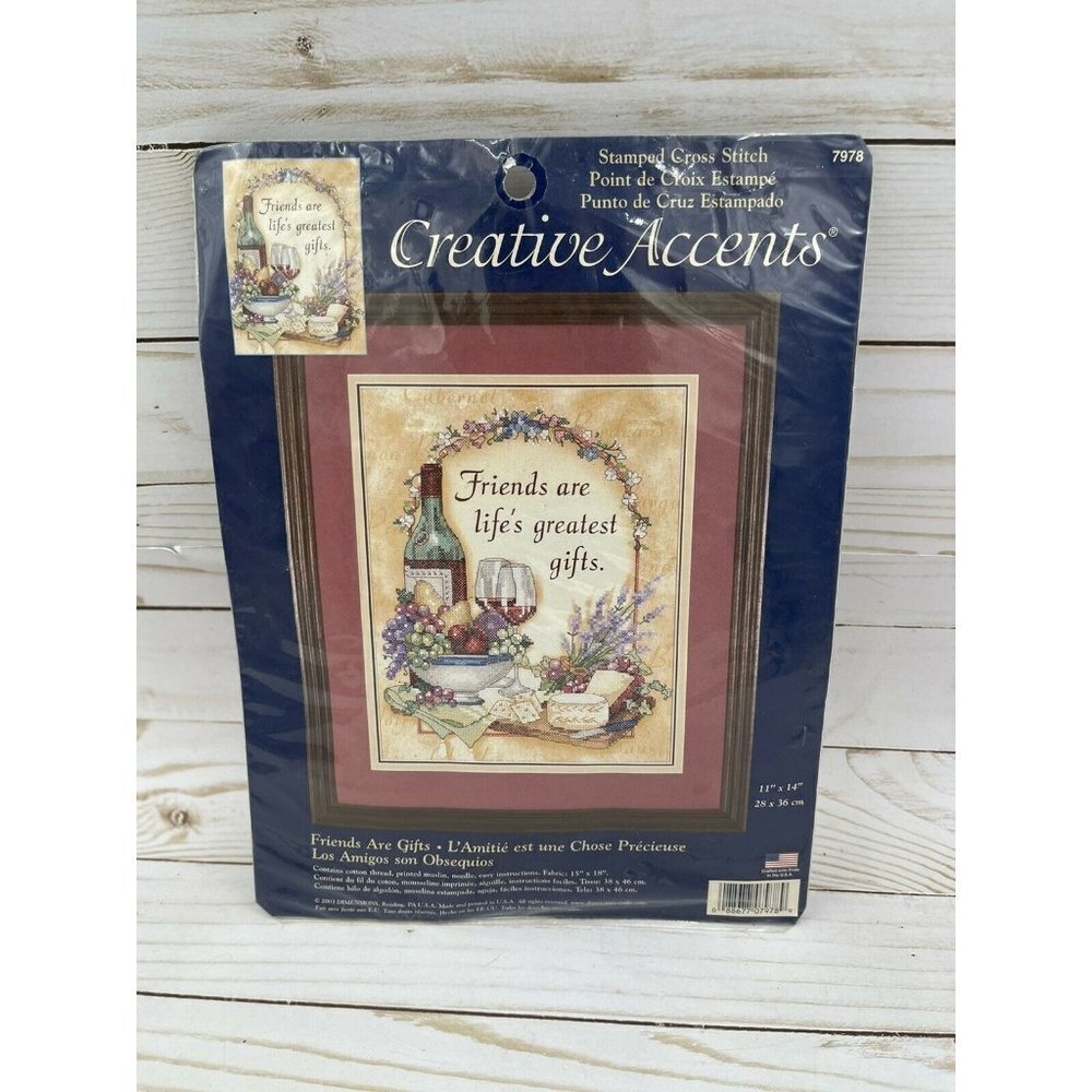Creative Accents Stamped Cross Stitch Needle Kit 7978 Friends Are Lifes Gift NEW